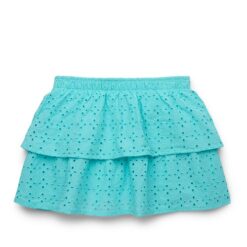 Girls Cotton Eyelet Skirt - Turquoise, Sizes 4-18 & Plus