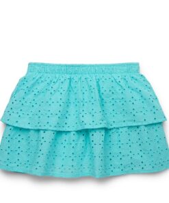 Girls Cotton Eyelet Skirt - Turquoise, Sizes 4-18 & Plus