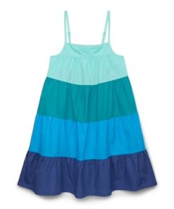 Wonder Nation Girls Tiered Colorblock Dress, Blue - Sizes 4-18 & Plus