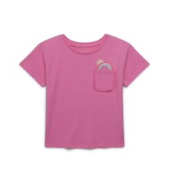 365 Kids by Garanimals Girls Rainbow Embroidered Pocket T-Shirt - Pink, Sizes 4-10