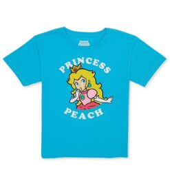 Princess Peach Girls Short Sleeve Graphic T-Shirt - Blue, Sizes 4-16