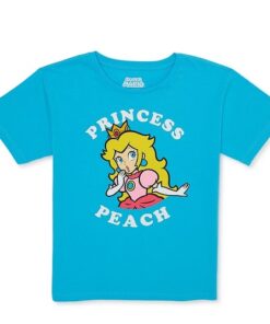 Princess Peach Girls Short Sleeve Graphic T-Shirt - Blue, Sizes 4-16
