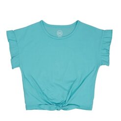 Wonder Nation Girls Short Sleeve Tie Front Tee, Coral Blue Sizes 4-18 & Plus