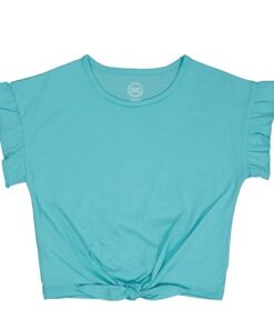 Wonder Nation Girls Short Sleeve Tie Front Tee, Coral Blue Sizes 4-18 & Plus