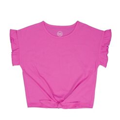 Wonder Nation Girls Short Sleeve Tie Front Tee, Fuchsia Pink - Sizes 4-18 & Plus