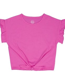 Wonder Nation Girls Short Sleeve Tie Front Tee, Fuchsia Pink - Sizes 4-18 & Plus