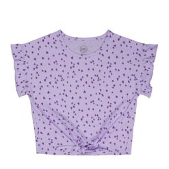 Wonder Nation Girls Short Sleeve Tie Front Tee, Lavender - Sizes 4-18 & Plus