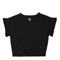 Wonder Nation Girls Short Sleeve Tie Front Tee, Black - Sizes 4-18 & Plus