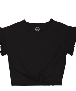 Wonder Nation Girls Short Sleeve Tie Front Tee, Black - Sizes 4-18 & Plus