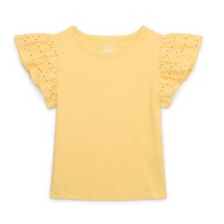 Wonder Nation Girls Eyelet Sleeve Top, Yellow - Sizes 4-18 & Plus