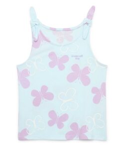 365 Kids by Garanimals Tie Shoulder Tank Top, Purple Butterfly - Sizes 4-10