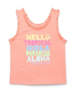 365 Kids by Garanimals Mini Ruffle Edge Tank Top, Orange - Sizes 4-10