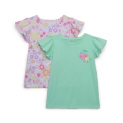 365 Kids by Garanimals Girls Seersucker Tee with Short Sleeves, Green - Sizes 4-10