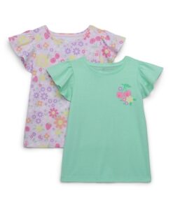 365 Kids by Garanimals Girls Seersucker Tee with Short Sleeves, Green - Sizes 4-10