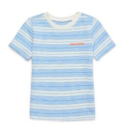 Garanimals Toddler Boy Short Sleeve Striped T-Shirt with Embroidery, Blue - Sizes 18M-5T