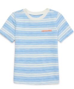 Garanimals Toddler Boy Short Sleeve Striped T-Shirt with Embroidery, Blue - Sizes 18M-5T