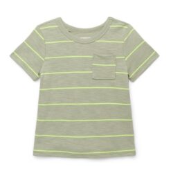Garanimals Toddler Boy Short Sleeve Stripe Pocket T-Shirt- Agate Green, 18M-5T
