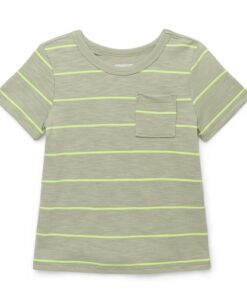 Garanimals Toddler Boy Short Sleeve Stripe Pocket T-Shirt- Agate Green, 18M-5T
