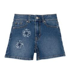Wonder Nation Girls Denim Shorts, Floral Embroidery Blue Jeans - Size 5-18