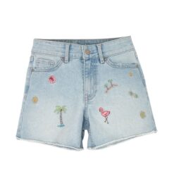 Wonder Nation Girls Denim Shorts, Blue Jeans Flamingo - Size 5-18