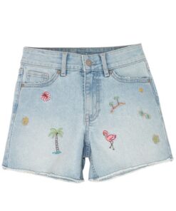 Wonder Nation Girls Denim Shorts, Blue Jeans Flamingo - Size 5-18