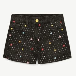 Justice Girls PAC-MAN Embellished Denim Short, Sizes 6-18, Black Jeans Slim & Plus