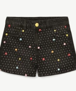 Justice Girls PAC-MAN Embellished Denim Short, Sizes 6-18, Black Jeans Slim & Plus