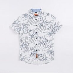 IST Boys Short-Sleeve Button-Down Print Shirt, Palms - White