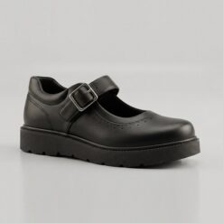 Hiway Girls Classic Buckle School Shoe - Black