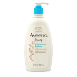 Aveeno Baby Daily Moisture Body Lotion, Sensitive Skin, Prebiotic Oatmeal, 18 fl. oz