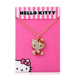 Hello Kitty Girls Pave Crystal Gold Tone Pendant Necklace