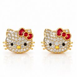 Hello Kitty Girls Pave Crystal Studded Earrings