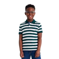 U.S. Polo Assn. Boys Stripe Jersey Polo Shirt, Sizes 4-18 Green White