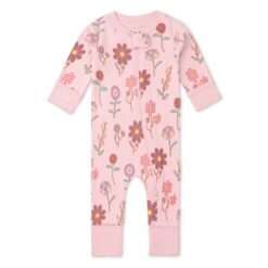 M+A by Monica + Andy Organic Cotton Gender Neutral Long Sleeve Baby One-Piece Pajama, Pink