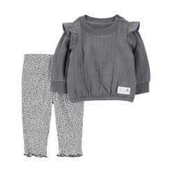 Carter's Child of Mine Baby Girl Outfit Set, 2-Piece - Grey