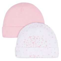 Gerber 2-Pack Baby Girls Stars Caps - Pink White