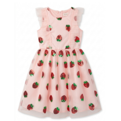 Kensie Girls Ruffle Cap Sleeve Dress With Strawberry Sequin For Special Occasion